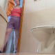 A plump woman is secretly recorded taking a shit while sitting on a toilet in 3 scenes. Nice soft pooping sounds, plops, farts, and some pissing. Presented in 720P HD. About 5.5 minutes.